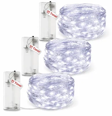LED-Lichterkette 3er Set, 3 m, 30 LEDs, Timer, kaltweiß