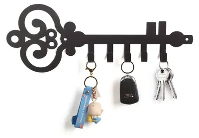 Image de Porte-clés décoratif en métal avec 5 crochets, idéal pour être fixé au mur ou dans la salle de bain.