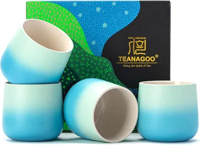 Image de TEANAGOO Tasses à thé japonaises Bleu, 205 ml, fait main, 4 pièces