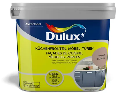 Produktbild von Dulux Fresh up Küchenfronten, Möbel, Türen glänzend, Fertig gemischt, Tür, Möbel, Fenster, Glänzende Oberfläche, Taupe, Badezimmer, Schlafzimmer, Kinderzimmer, Esszimmer, Flur, Homeoffice, Küche, Wohnzimmer, 12 m²/L