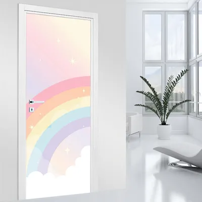 Image de Stickers pour porte - Lumaléa - Arc - Adhésif MAT - Largeur 83 x Hauteur 205 cm