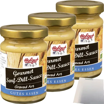 Produktbild von Hofgut Senf Dill Sauce 3er Pack (3x85ml Glas) + usy Block