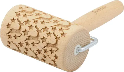Produktbild von Folkroll Motiv-Teigrolle Rentier Sterne mini 9,5 cm