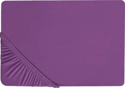 Zdjęcie produktu dla BELIANI Prześcieradło z gumką fioletowe bawełniane 90 x 200 cm jednolity wzór tekstylia do sypialni