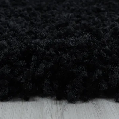 Produktbild von Villa Möbel Sydeno Wohnzimmer-Teppich, Hochflor-Teppich, Flauschig, Einfarbig, Farbe:Schwarz, Grösse:80x250 cm