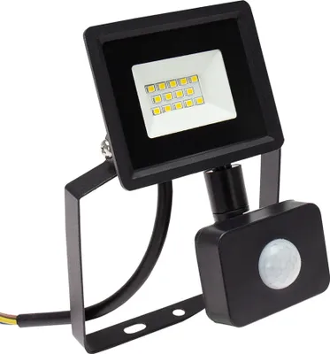 Produktbild von Spectrum LED LUX 3 Fluter schwarz 10W Strahler 975lm IP44 Neutral 4000K mit Bewegungsmelder