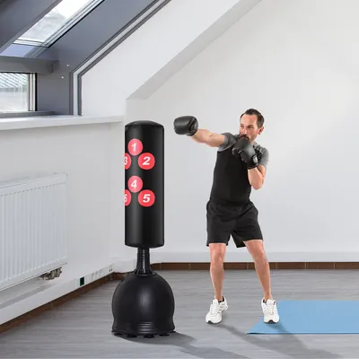 Obrázok produktu pre Boxovací vak – Samostatný boxovací vak – Stojací boxovací vak – Tréningový boxovací vak – Rukavice na kickbox – Výška 165 cm