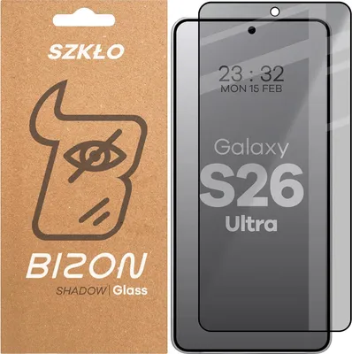 Produktbild von Gehärtetes Glas mit Privatschutzfilter für Galaxy S26 Ultra, Bizon Glass Edge Shadow, getönt mit schwarzer Rahmen