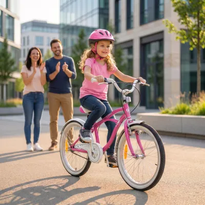 Produktbild von Actionbikes Kinderfahrrad Cruiser 20 Zoll | Kinder Mädchen Jungen Jugend Fahrrad - V-Brake Bremsen - Kettenschutz - Seitenständer - 6-9 Jahre (Rosa)