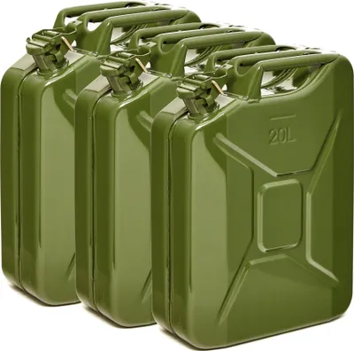 Produktbild von Oxid7® by BW Kraftstoffkanister Metall Benzinkanister 3x 20 Liter - Olivegrün RAL 6003 - UN-Zulassung - Hergestellt in Europa