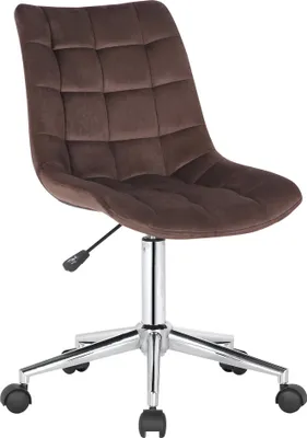 A brown velvet office chair on a white background.