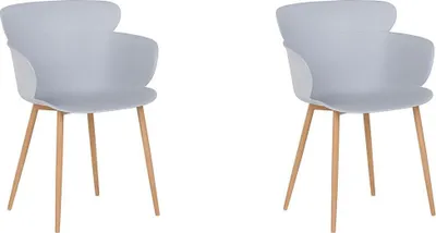Zdjęcie produktu dla BELIANI Zestaw 2 krzeseł do jadalni szary tworzywo sztuczne metalowe nogi ergonomiczne oparcie nowoczesny