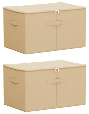 Zdjęcie produktu dla vidaXL, pojemniki do przechowywania, 2 szt., materiał: włóknina, wymiary: 60 x 43 x 35 cm, pojemność: 90,3 L, kolor: kremowy