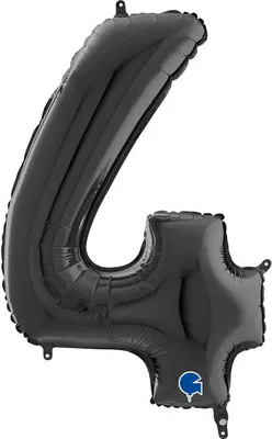 Zdjęcie produktu dla Balon Foliowy Cyfra 4 Czarny, 66 cm Grabo