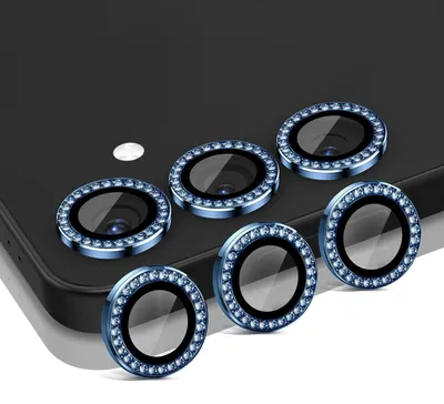 Produktbild von Kamera Linsenschutz Glas Set mit Schmucksteinen für Samsung Galaxy S25+ Schutzglas Camera Linse Schutz Panzerfolie 9H Titan Blau
