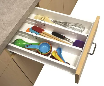 Trennwand für Schubladen, verstellbar 33-53 cm, Kunststoff, Weiß