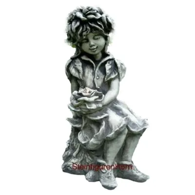 Produktbild von Schöne Figur Rosenmädchen für den Garten zur Dekoration, aus Steinguss Neu Frostfest Witterungsbeständig, Gartenfigur, Steinfigur Elfe Fee 24-50027