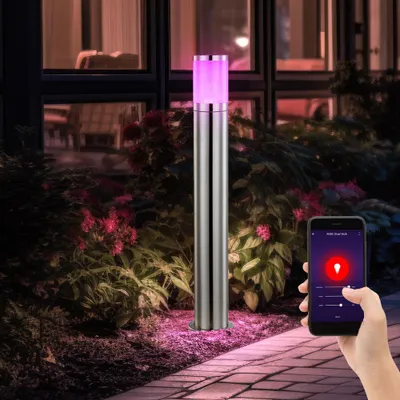 Produktbild von RGB LED Stehleuchte, Edelstahl, H 80 cm, App- und Sprachsteuerung