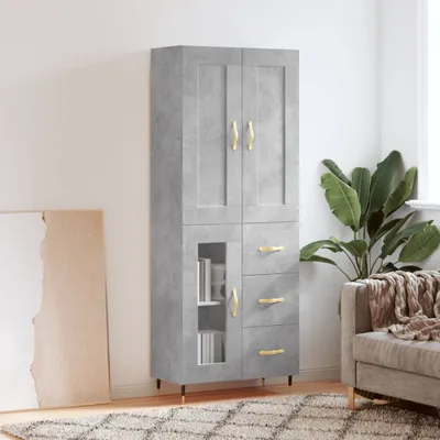 Produktbild von vidaXL Highboard Betongrau 69,5x34x180 cm Holzwerkstoff