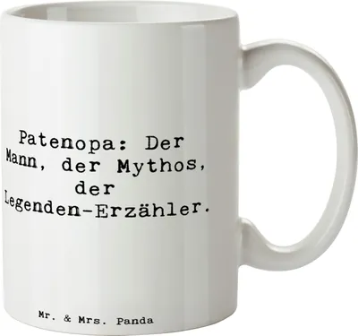 Produktbild von Mr. & Mrs. Panda Pott Spruch Patenopa Legende - Weiß - Geschenk, Kaffeetasse, Dankbarkeit, Geschichten, Erinnerungen, Patenschaft, Teetasse, Becher, handgemacht, Familie