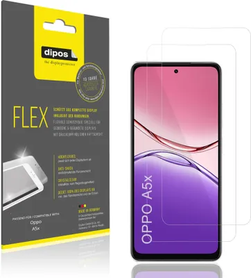 Produktbild von 2x Schutzfolie für Oppo A5x Folie, 100% Displayabdeckung, dipos Flex