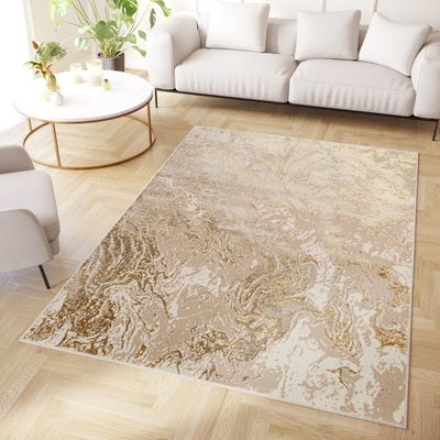 Koberec s krátkym vlasom béžový zlatý 3D efekt Obývacia izba spálňa dizajn 140 x 200 cm