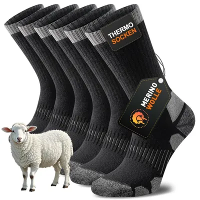 Productafbeelding van Merino wandelsokken, heren/dames, 3 paar, zwart, maat 47-50