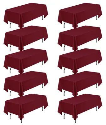 Obrázok produktu pre Obrus obdĺžnikový, 152,4 x 250,9 cm, burgundská farba, polyester, 10 kusov