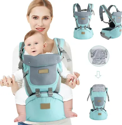 Produktbild von Multifunktionaler Babytragegurt mit Hüftsitz, vier Jahreszeiten, leicht, ergonomisch, vorn/tragbar, grün