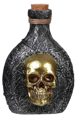 Produktbild von Spooky Poison Dekoflasche mit goldenem Totenkopf