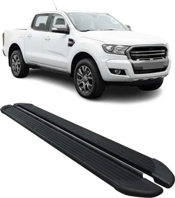 Image de Marchepieds Latéraux pédale pour Ford Ranger T6 2012-22 DoubleCab Alu Noir 2Pcs