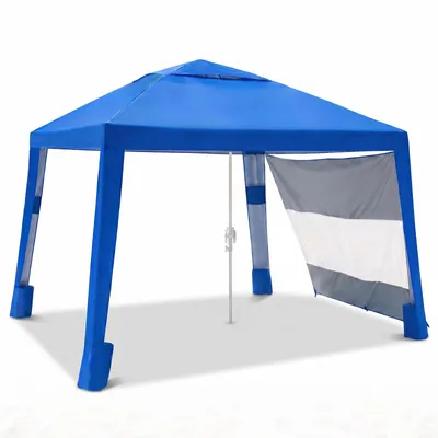 Produktbild von Sekey Strandmuschel Pop Up 240 x 240 cm für 4 Personen mit Seitenvorhang Höhenverstellbar UV Schutz 50+ Windfest Strandzelt