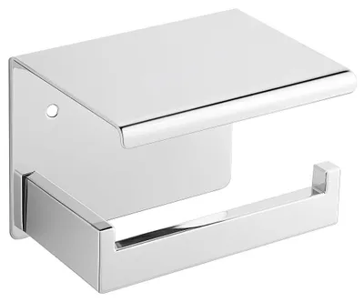 Image de VitrocéramiqueO - Support mural/autocollant pour papier toilette Lero - chrome