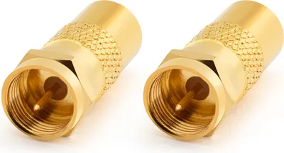 Produktbild von conecto Antennen-Adapter, F-Stecker auf IEC-Stecker, Adapter zum Verbinden von IEC-Anschlüssen mit Sat-Anschlüssen, vergoldet, 2er Set