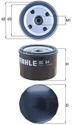 Produktbild von Ölfilter MAHLE OC 64 Anschraubfilter
