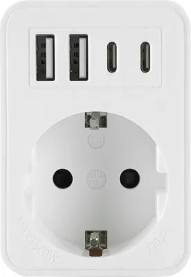 Produktbild von Steckdosenadapter mit 4x USB und Schuko-steckdose 230V 3680W