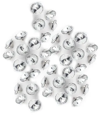 50 Kristallknöpfe rund 20 mm mit Faden & Nadeln für DIY