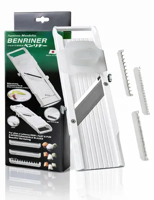 Mandoline Edelstahl Weiß 64 mm 0,5–5 mm Schnittstärke 4 Klingen
