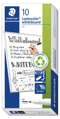 Produktbild von STAEDTLER Lumocolor 301 Whiteboard-Marker im Stiftformat Einzelprodukt schwarz, 10 Stück