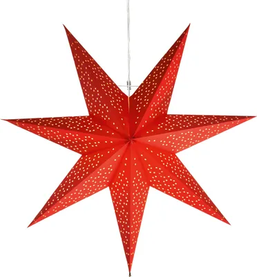 Produktbild von EGLO Weihnachtsstern zum Aufhängen Dot, Weihnachtsdeko Stern, Weihnachtsbeleuchtung, Kunststoff, Stahl in transparent, weiss, Papier in rot E14