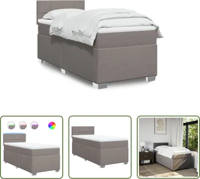 Produktbild von The Living Store Boxspringbett mit Matratze Taupe 90x200 cm Stoff