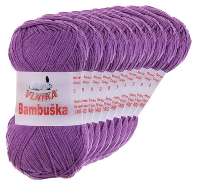 10 x 50g Häkelgarn Bambuska Sommergarn Strickgarn Baumwolle Viskose unifarben, violett