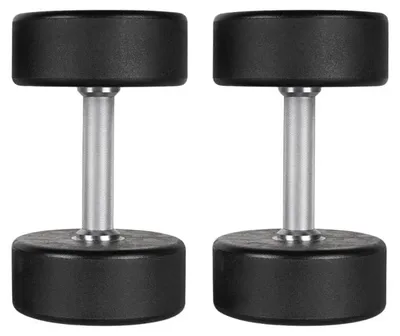 Image de Ensemble d'haltères - Revêtement en polyuréthane - De 2 à 20 kg - Fonte - Noir - Poids de musculation