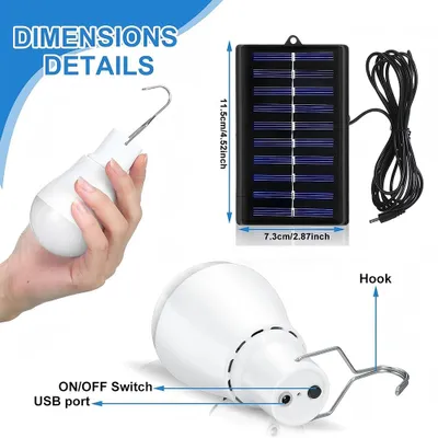 Image de Lampes solaires pour tente, lot de 2 - Lampes de camping - Avec crochet - Étanche - Piles incluses - Pour une utilisation en extérieur