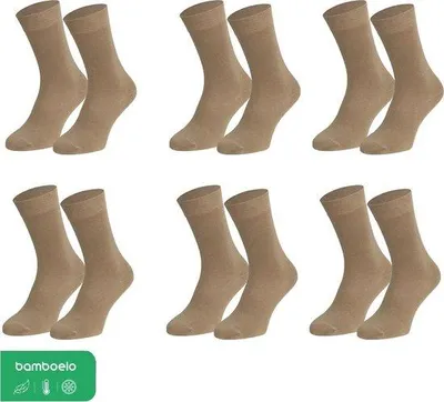 Image de Chaussettes en bambou Bamboelo unies, 2 paires, sans coutures, pointures 39-42, beige