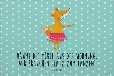 Produktbild von Mr. & Mrs. Panda Glas Schneidbrett Fuchs Ballerina - Türkis Pastell - Geschenk, Party, Schneidplatte, Hackbrett, Schneideplatte, Glasschneidebrett, Schneidebrett Aus
