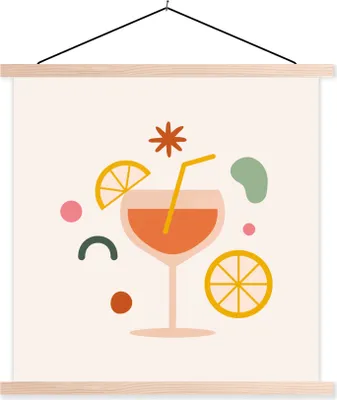 Produktbild von MuchoWow® Textilposter Cocktail - Obst - Sommer 120x120 cm mit holzfarbenen Rahmen - Textil-Poster