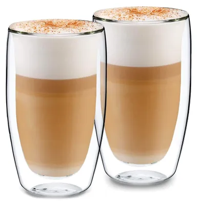 Produktbild von Doppelwandiges Latte Macchiato Glas (2 x 430 ml) - Kaffeetasse, transparente Tasse, spülmaschinenfeste Teetasse