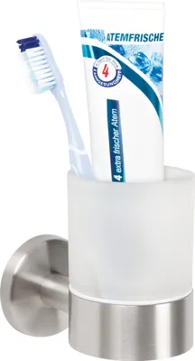 Produktbild von bremermann Bad-Serie PIAZZA - Glasbecherhalter mit Wandhalterung, aus Edelstahl matt