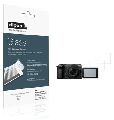 Produktbild von 2x Schutzfolie für Nikon Z30 - Anti-Shock 9H Folie dipos Glass Kunststoffglas